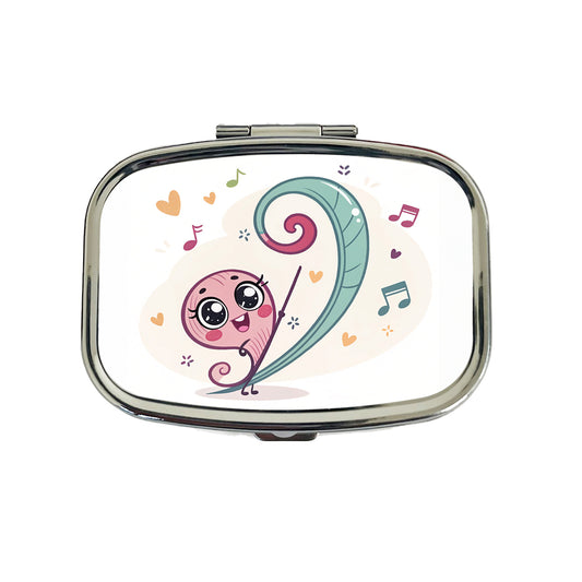 Kawaii Bass Clef Music Travel Pill Box Case