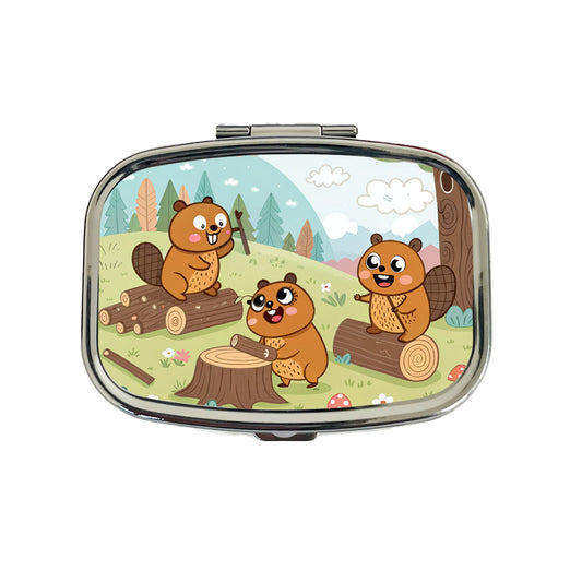 Kawaii Beavers Travel Pill Box Case