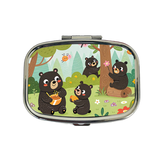 Kawaii Black Bears Travel Pill Box Case