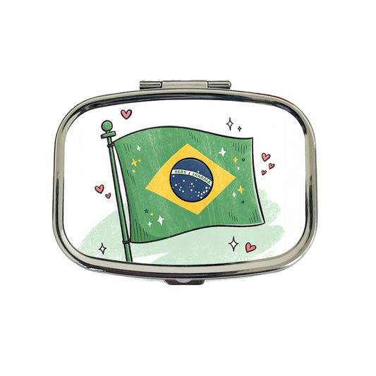 Kawaii Brazil Flag Travel Pill Box Case