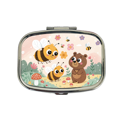 Kawaii Bumble Bees Bear Travel Pill Box Case