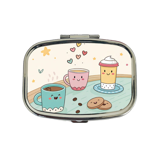 Kawaii Coffee Cups Latte Cappuccino Travel Pill Box Case