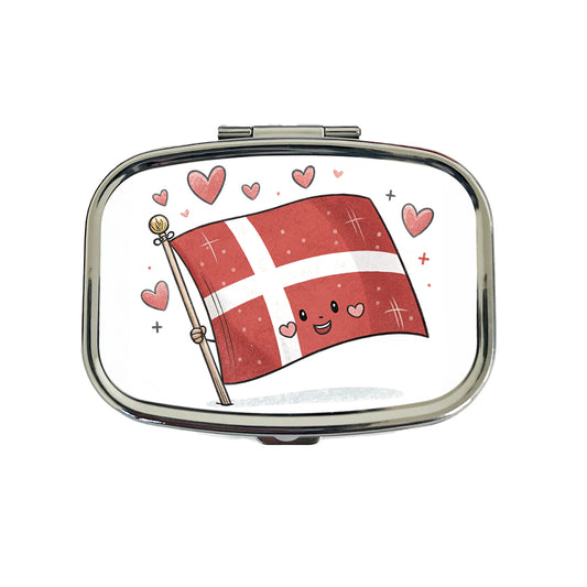 Kawaii Denmark Flag Travel Pill Box Case