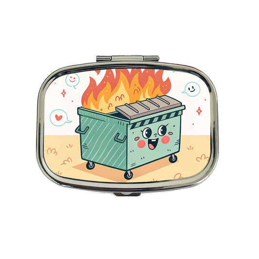 Kawaii Dumpster Fire Travel Pill Box Case