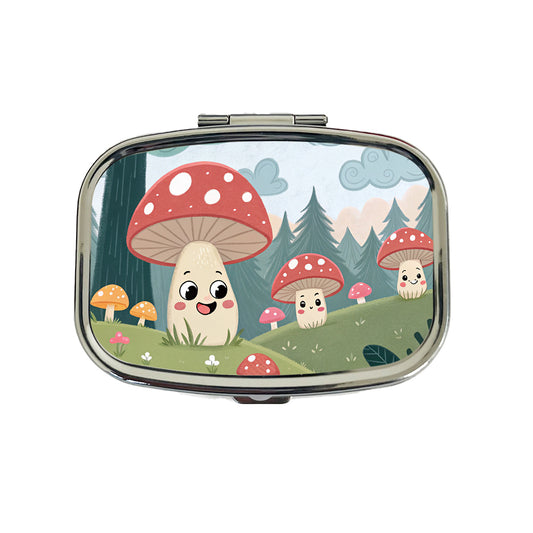Kawaii Forest Mushrooms Travel Pill Box Case