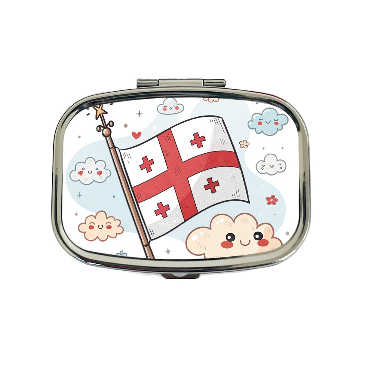 Kawaii Georgia Flag Travel Pill Box Case