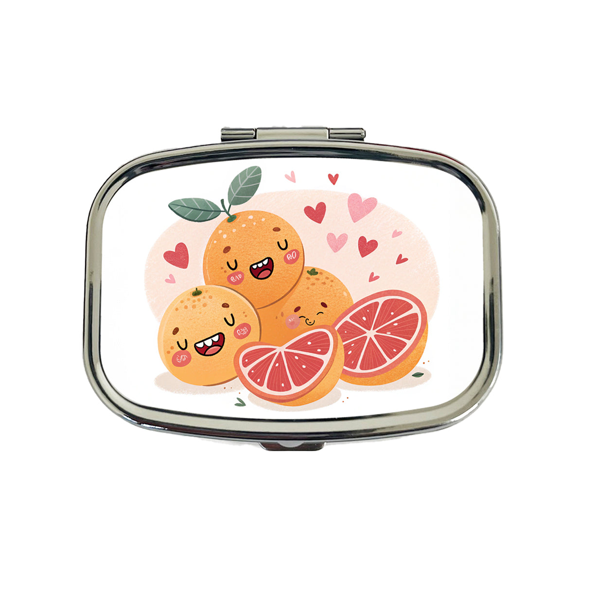 Kawaii Grapefruits And Hearts Travel Pill Box Case