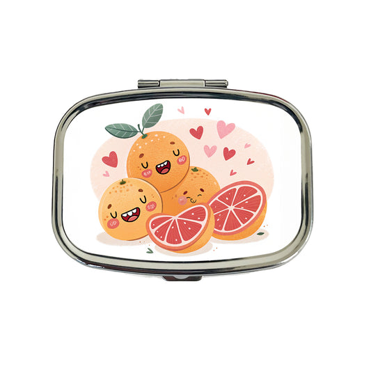 Kawaii Grapefruits And Hearts Travel Pill Box Case