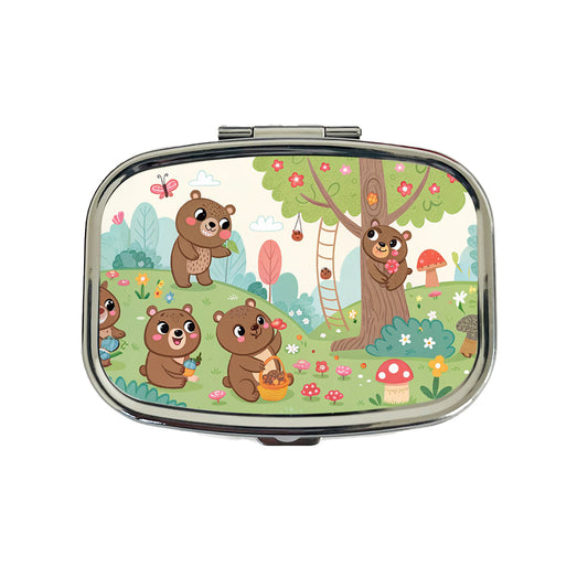 Kawaii Grizzly Bears Travel Pill Box Case