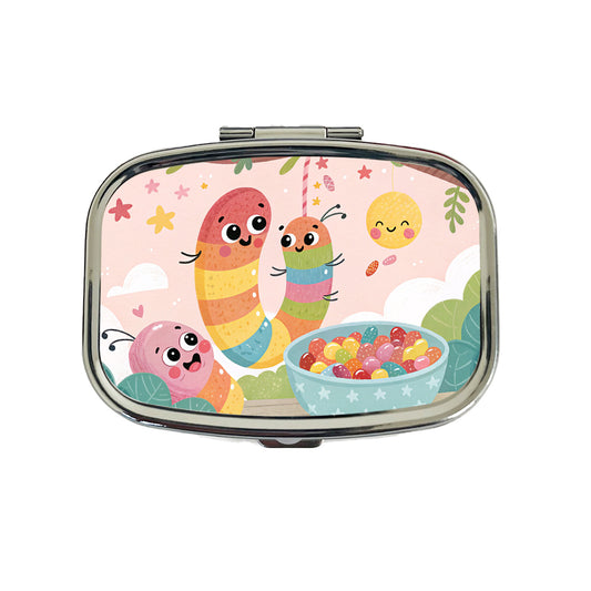 Kawaii Gummi Worms Jelly Beans Travel Pill Box Case