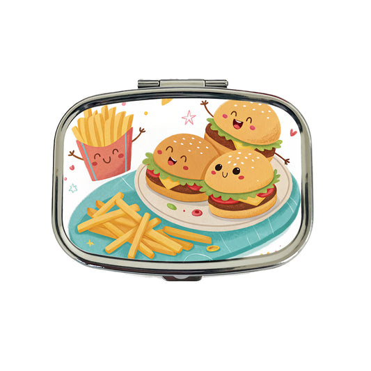 Kawaii Hamburgers And Fries Travel Pill Box Case