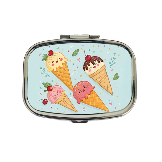 Kawaii Ice Cream Cones Travel Pill Box Case
