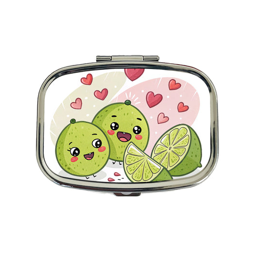 Kawaii Limes And Hearts Travel Pill Box Case