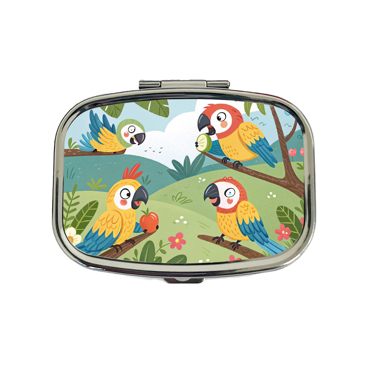 Kawaii Macaw Parrots Travel Pill Box Case