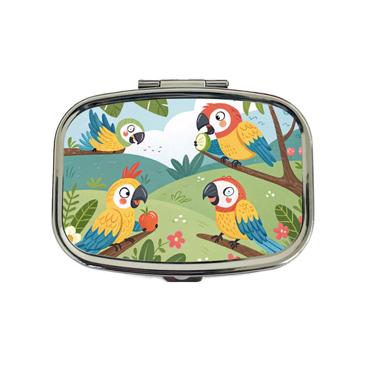 Kawaii Macaw Parrots Travel Pill Box Case