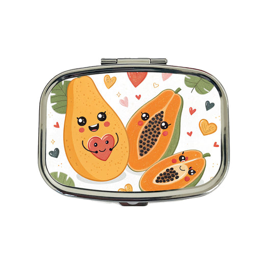 Kawaii Papayas And Hearts Travel Pill Box Case