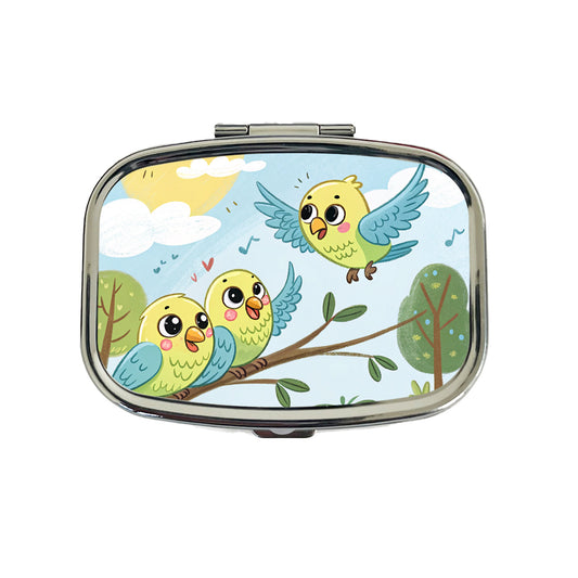 Kawaii Parakeets Travel Pill Box Case