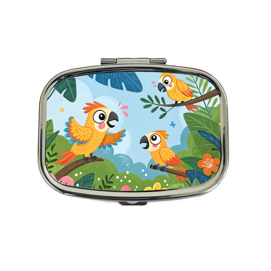 Kawaii Parrots Travel Pill Box Case