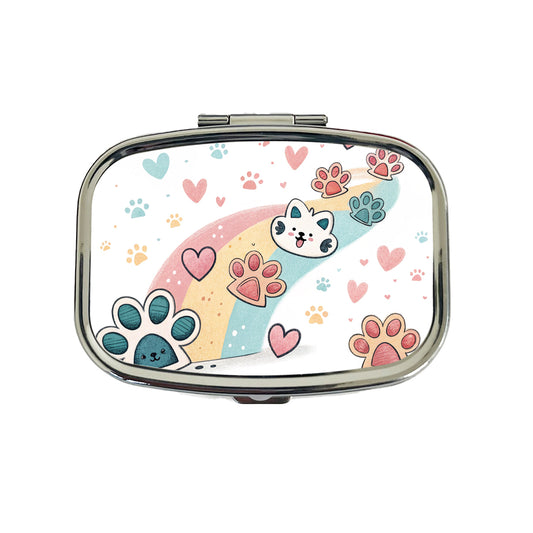 Kawaii Paw Prints And Hearts Sty Travel Pill Box Case