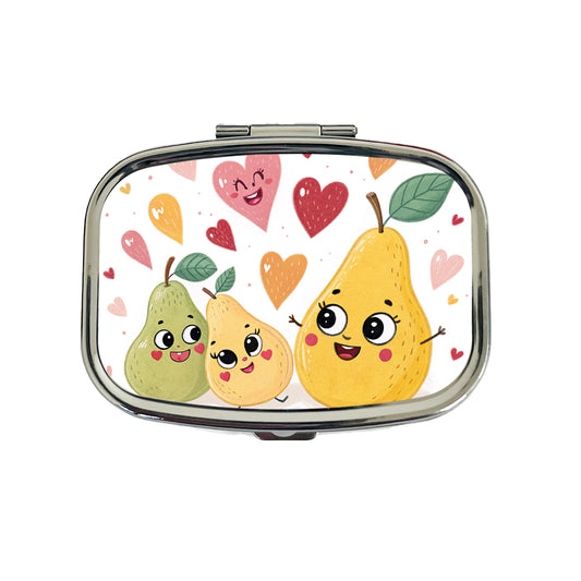 Kawaii Pears And Hearts Travel Pill Box Case
