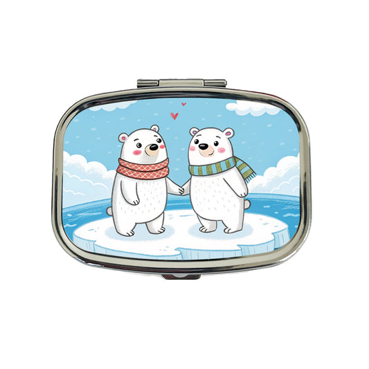 Kawaii Polar Bears In Love Valentine's Day Travel Pill Box Case