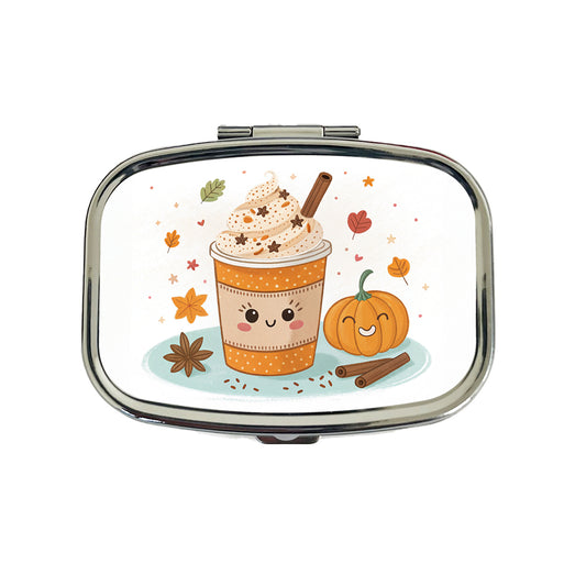 Kawaii Pumpkin Spice Latte Coffee Travel Pill Box Case