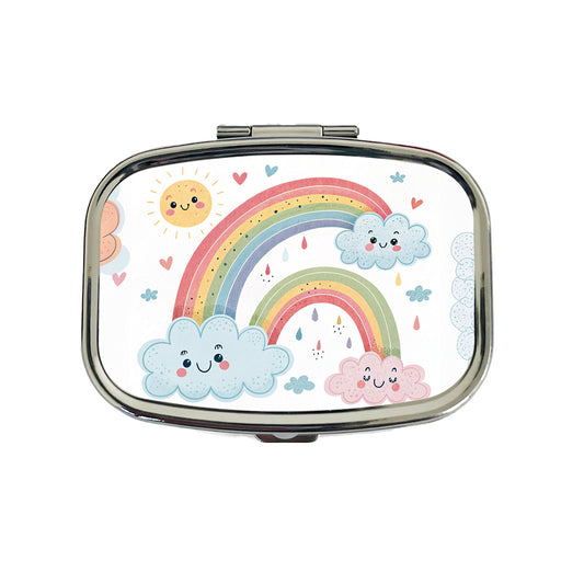 Kawaii Rainbows And Clouds Travel Pill Box Case