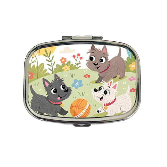 Kawaii Scottish Terriers Dogs Travel Pill Box Case