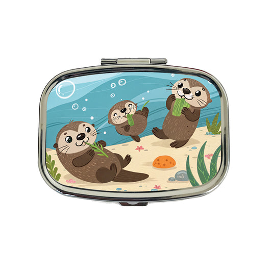 Kawaii Sea Otters Travel Pill Box Case