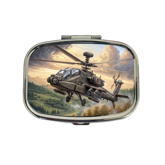 AH-64 Apache US Army Attack Helicopter Flying Travel Pill Box Case