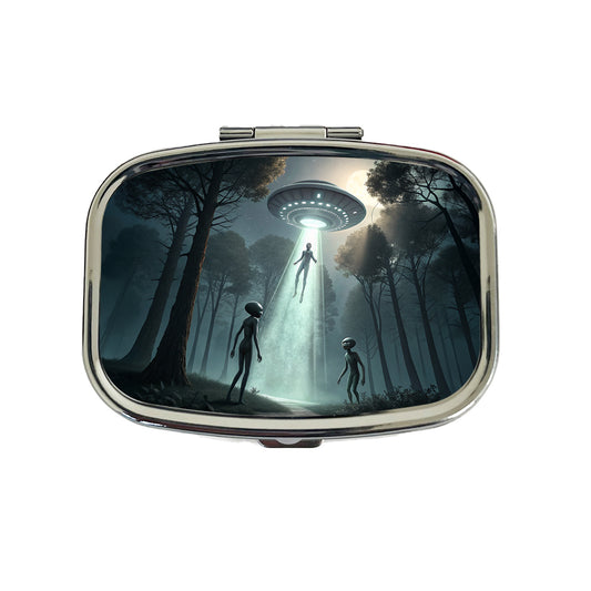 Alien Abduction in the Woods Sci-fi Travel Pill Box Case