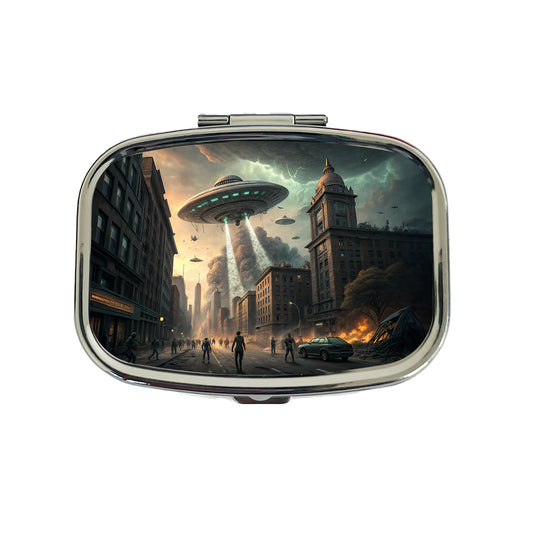 Alien Martian Invasion Destruction Of Earth Sci-fi Travel Pill Box Case
