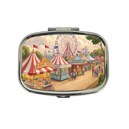Americana State Fair Scene Travel Pill Box Case