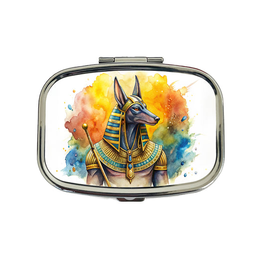 Ancient Egyptian God Anubis Watercolor Travel Pill Box Case