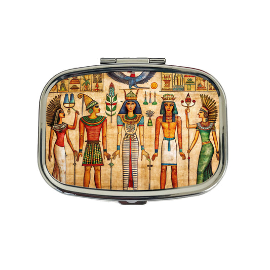 Ancient Egyptian Hieroglyphics Pharaohs Gods Travel Pill Box Case