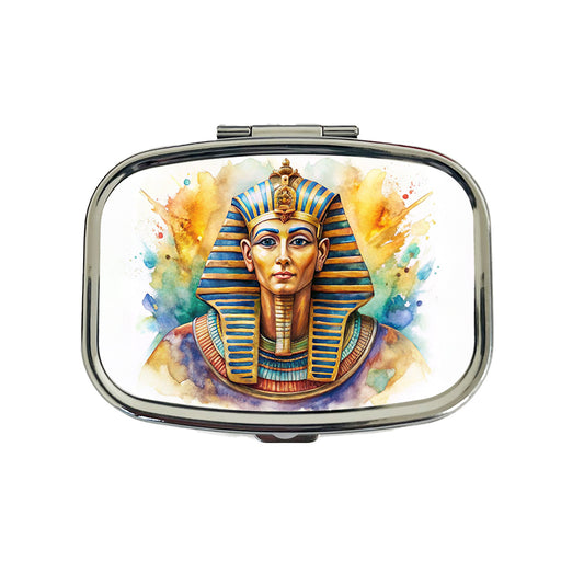 Ancient Egyptian Pharaoh Watercolor Travel Pill Box Case