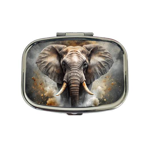Angry Elephant Black Watercolor Travel Pill Box Case