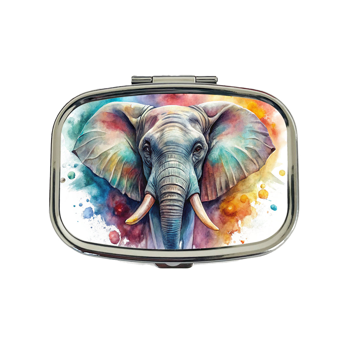 Angry Elephant Colorful Watercolor Travel Pill Box Case