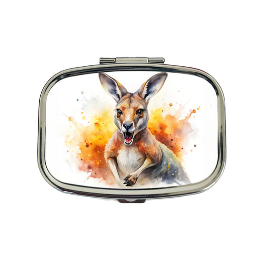 Angry Kangaroo Watercolor Travel Pill Box Case