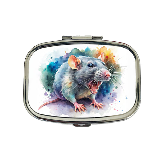 Angry Rat Watercolor Travel Pill Box Case