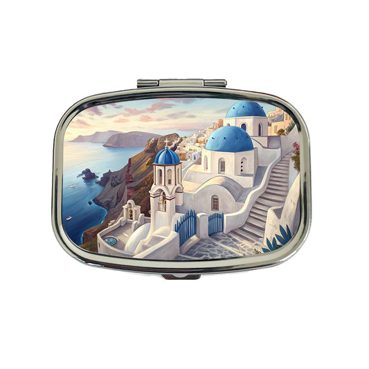 Blue Domes Of Oia Santorini Greece Aegean Sea Travel Pill Box Case