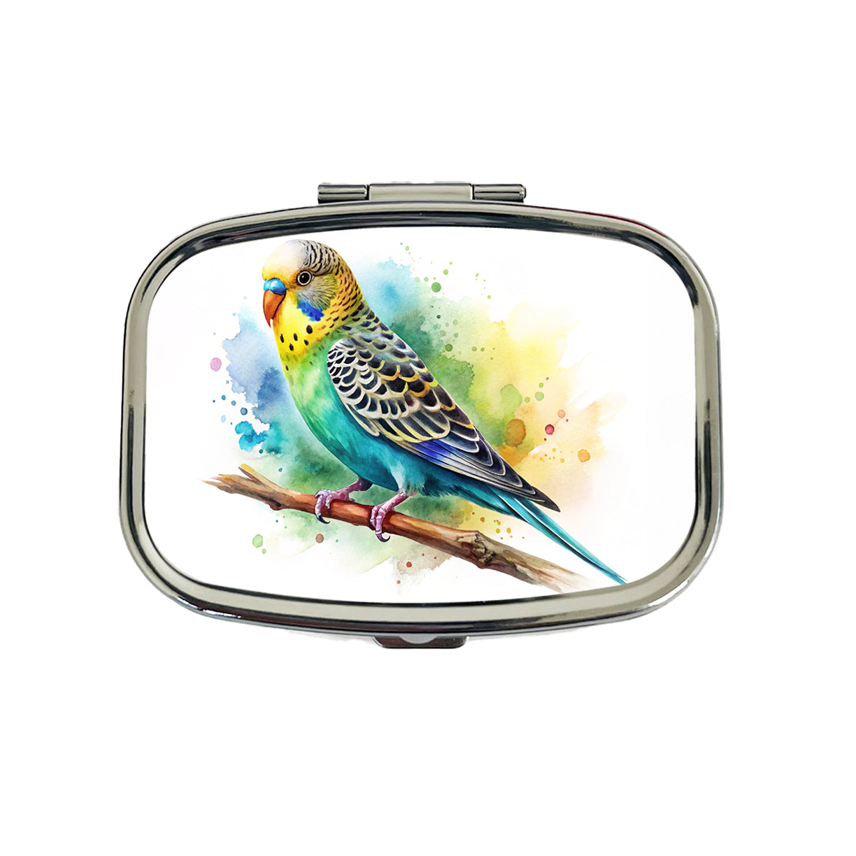 Budgerigar Budgie Parakeet Bird Watercolor Travel Pill Box Case