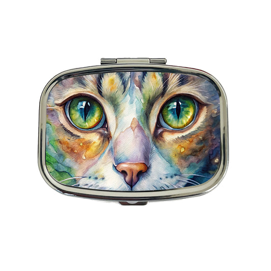 Cat Eyes Close-Up Watercolor Travel Pill Box Case