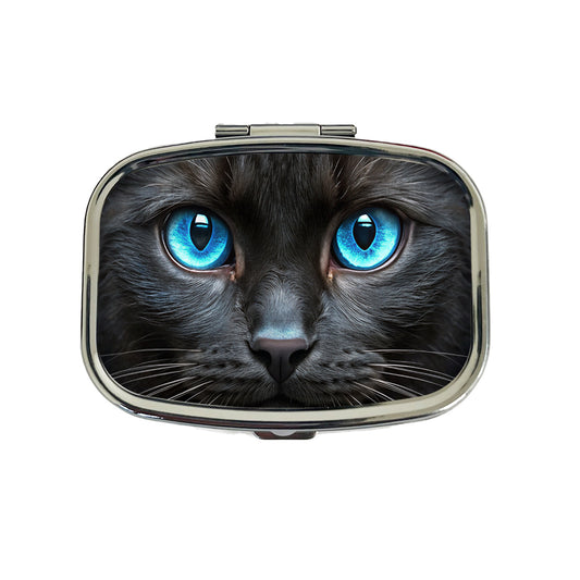 Close-Up Of Blue Cat Eyes Travel Pill Box Case