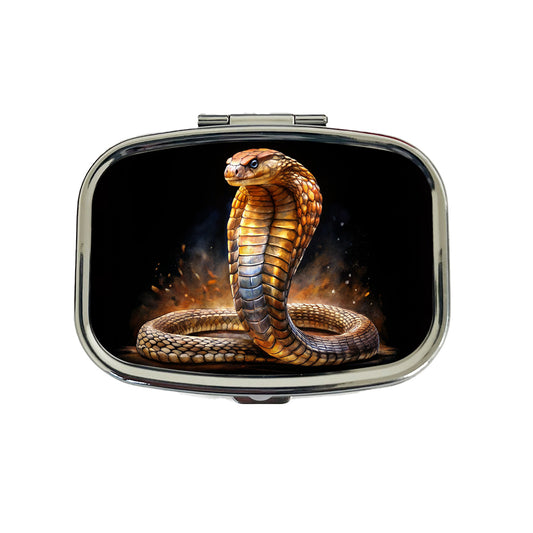 Cobra Snake Black Watercolor Travel Pill Box Case