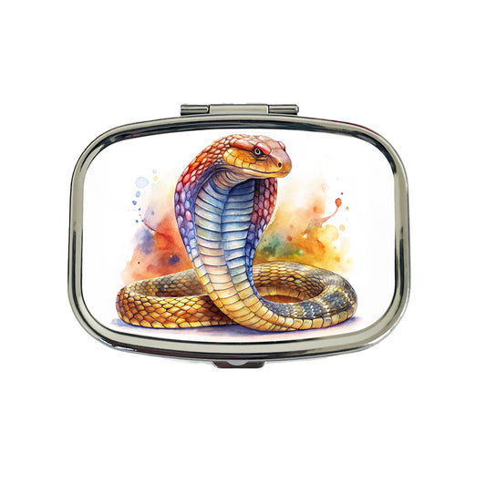 Cobra Snake Watercolor Travel Pill Box Case