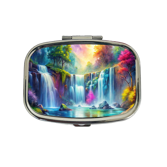 Colorful Fantasy Forest Waterfalls Travel Pill Box Case