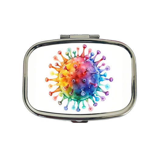 Colorful Rainbow Virus Watercolor Travel Pill Box Case