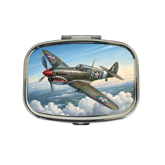 Curtiss P-40 Warhawk WWII US Fighter Bomber Plane Travel Pill Box Case