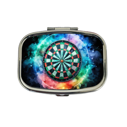 Dart Board Black Watercolor Travel Pill Box Case